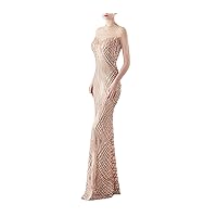 Women Crewneck Beaded Cap Sleeve Slim Fit Solid Mermaid Maxi Dress Formal Party Dress Evening Gown (Color : Gold, Size : Small)