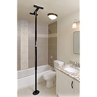 Security Pole, Floor to Ceiling Transfer Pole, Elderly Grab Bar and Bathroom Rail with Padded Handle, Metallic Black