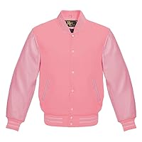 Varsity Jacket Baseball Letterman Jacket Wool and Baby Pink Leather Premium Quality Basketball Jacket