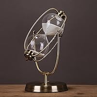 Retro Wrought Iron Art Hourglass Invertible Metal Sandglass Craftworks Gift Ornament Furnishing for Study and Office Decoration