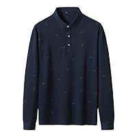 Men Polo Shirt, Business Work Casual Polos, Autumn Long Sleeve Turn-Down Collar Polo Shirts