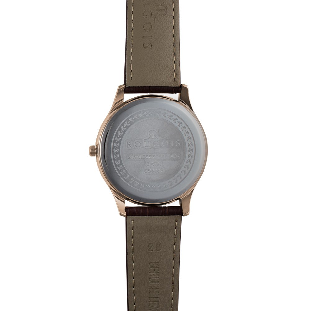 rougois Gentry Series Stainless Steel Rose Gold Tone Watch