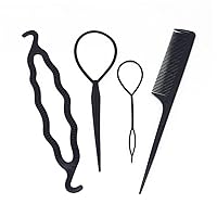 4PCS/SET Professional Hair Styling Tool Hair Braiding Accessories Ponytail Maker Hair Bun Making Kit For All Hair TypesHair feeder