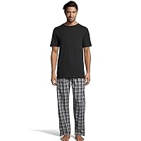Hanes Men's Big and Tall Tee and Woven Pajama Pants Set