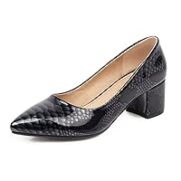 Womens Pointy Toe Block Low Heel Pumps Snake Printed Formal Dress Slip on Shoes Comfortable