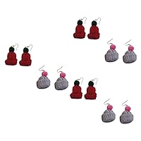 BESTOYARD 6 Pairs Eardrop Earrings Christmas Mini Hat Women Christmas Earrings Hoop Earrings Girls Xmas Knit Hat Earrings Christmas Dangle Earrings Holiday South Korea Autumn and Winter Miss