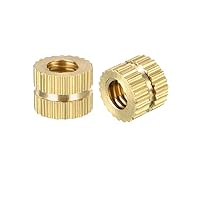 uxcell Knurled Insert Nuts - 100Pcs M4 x 5mm Length x 6.4mm OD Female Thread Brass Threaded Insert Embedment Nut for 3D Printer