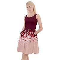CowCow Womens Summer Dress Happy Valentines Day Heart Love Couple Sweet Knee Length Skater Dress with Pockets,XS-5XL