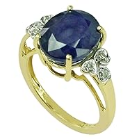 Carillon 8.36 Carat Blue Sapphire Gf Oval Shape Natural Non-Treated Gemstone 10K Yellow Gold Ring Engagement Jewelry for Women & Men