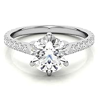 Nitya Jewels 2.50 CT Round Moissanite Engagement Ring, Colorless Wedding Ring, Bridal Solitaire Halo Bazel Style Solid Sterling Silver 10K 14K 18K Solid Gold Promise Ring Gift for Her