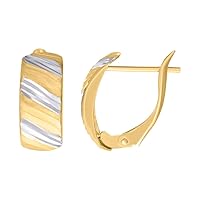 10k Two tone Gold Womens Fashion Sparkle Cut Hoop Earrings Jewelry for Women