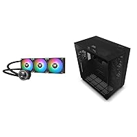 Thermaltake TH360 V2 Ultra ARGB Sync/AlO Liquid Cooler/ARGB Fan 120 * 3/PWM 500~1500rpm/Water Block & NZXT H9 Flow Dual-Chamber ATX Mid-Tower PC Gaming Case – High-Airflow Perforated Top Panel