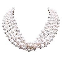 JYX Pearl Multi Strand Pearl Necklace 5-8mm White Freshwater Cultured Pearl Necklace 22
