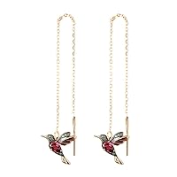 Hummingbird Chain Errings Rose Gold - Original Fashion Jewelry I Rhinestones Bird Birds Rhinestone - Rose Gold