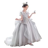 Children's dress Princess Dress Girls' piano performance tail foreign style host evening dress model walk show summer summer
