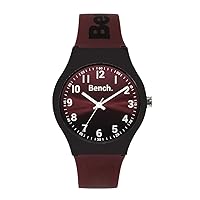 Bench Unisex Watch with Burgundy Ombre Dial and Burgundy Silicone Strap, 39mm Diameter Case BEG004R - 2 Year Warranty