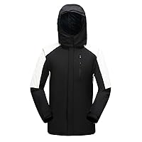 Women's Removable Hood Winter Thicken Raincoat Waterproof Ski Jackets Fashion Color Block Style Trench Coats