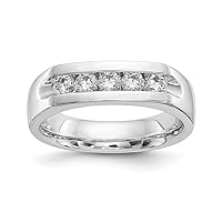 14k White Gold 5 stone 1/2 Carat Round Diamond Channel Band Size 7.00 Jewelry Gifts for Women
