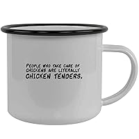 People who take care of chickens are literally chicken tenders. - Stainless Steel 12oz Camping Mug, Black