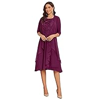 Plus Size Mother of The Bride Dresses Plum Lace Chiffon Formal Gowns and Evening Dresses for Wedding Size 26W