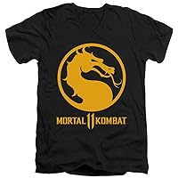 Mortal Kombat 11 Slim Fit V-Neck T-Shirt Dragon Logo Black Tee