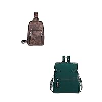 FADEON Large Sling Bags for Women kand Leather Laptop Backpack