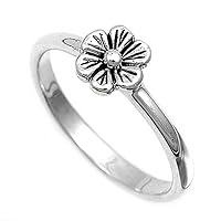 Sterling Silver Women's Simple Flower Ring Unique 925 Band 8mm New Sizes 4-12