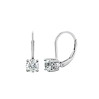 Amazon Collection Platinum-Plated Sterling Silver Infinite Elements Zirconia Leverback Earrings