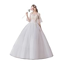 Double Shoulder Floor Length Bridal Gown Wedding Dress