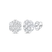 14K White Gold Diamond Flower Cluster Earrings 2-1/3 Ctw.