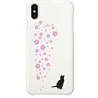 otas iPhone X Case Hard PC Cover White Case Cherry Blossom Cat 888-71649
