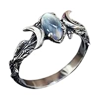 Moonstone Triple Goddess Wicca Retro Ring - Size 9