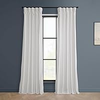 HPD Half Price Drapes Heritage Plush Velvet Curtains 96 Inches Long Room Darkening Curtains for Bedroom & Living Room 50W x 96L, (1 Panel), Pillow White