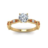 Choose Your Gemstone Petite Pave Diamond CZ Engagement Ring yellow gold plated Round Shape Petite Engagement Rings Minimal Modern Design Birthday Gift Wedding Gift US Size 4 to 12