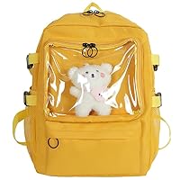 Ita Bag Backpack Kawaii Cute Anime Idol Pin Display Bag Japanese Transparent Clear JK Bag (Yellow)