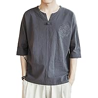 Men's Short-Sleeve T-Shirt Chinese Style Casual Retro Shirts for Men