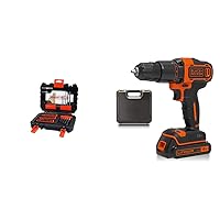BLACK+DECKER A7232-XJ Drill Set - Black, 1 Piece with BLACK+DECKER 18 V Cordless 2-Gear Combi Hammer Drill Power Tool with Kitbox, 1.5 Ah Lithium-Ion, BCD700S1K-GB