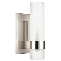 Linea di Liara Teramo Farmhouse Brushed Nickel Wall Sconce Wall Lighting Modern Bathroom Wall Sconces Wall Lights for Hallway and Bedroom Wall Sconce Lighting Fixture - Frosted Glass Shade