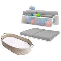Comfortable Bath Kneeler and Elbow Rest Pad (Grey) + Moses Changing Basket for Babies Bundle