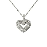 Natural Diamond Heart Pendant 0.75 ctw 14K White Gold. Included 18 inches 14K White Gold Chain.
