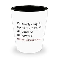 Sex Therapist Gift Sex Therapy Shot Glass Funny Present Ceramic Shot Glass Massive Amounts of Paperwork