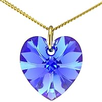 Lua Joia Birthstone Necklace - Birth Month Heart Pendant with Austrian Crystal & Gold Chain - Anti Tarnish Jewelry Gift for Daughter, Wife, Birthday, Mother’s Day, Anniversary & Valentine’s