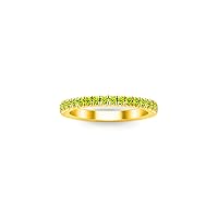 14K Yellow Gold Plated 1.00 Ctw Round Cut Lab Created Green Peridot Half Eternity Band Engagement Wedding Ring For Womens & Girls