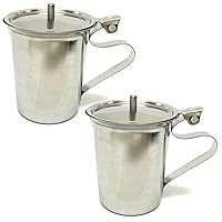 2 Stainless Steel Teapot Coffee Creamer Server Cup Pitcher Lid Cover Carafe 10oz Pour Hot Water Jug Tea 1Oz Coffee Creamer Lid Container Small Milk Pitcher Coffee Cream Dispenser Creamer Pitcher with