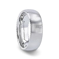 DYNAMO Domed Brushed Finish Cobalt Men's Wedding Ring With Rope Patterned Edges - 8mm