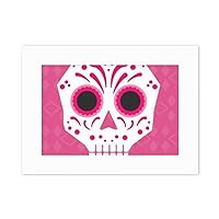 Pink Eyes Skull Mexico National Culture Illustration Photo Mount Frame Picture Art Painting Desktop 5x7 inch