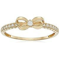 Round Cut Cubic Zerocnia Dainty Bow Enagagement Ring For Womens 14k Yellow Gold Plated 925 Sterling Silver.