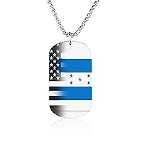 Black And White USA Honduras Flag Necklace Custom Memorial Necklace Personalized Photo Pendant Jewelry for Women Men
