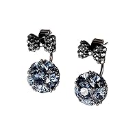 Fashion jewelry designer rhinestone double ball bow tie earrings