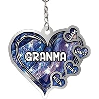 Camelliaa Shop Personalized Grandkid and Grandma Mom Mother's Day Custom Shape 2-sided Acrylic Keychain 2x2 in (Style 2)
